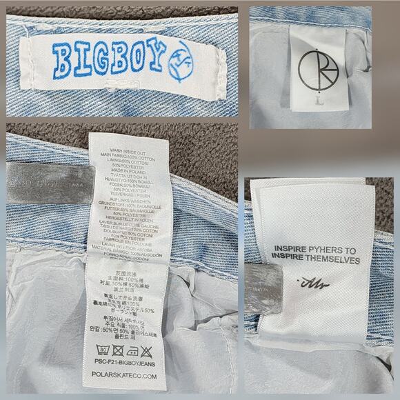 Polar Skate Co Big Boy Wide Leg Jean L Men High Rise Lt Blue Baggy 90s Y2K 31x29 - Picture 3 of 13
